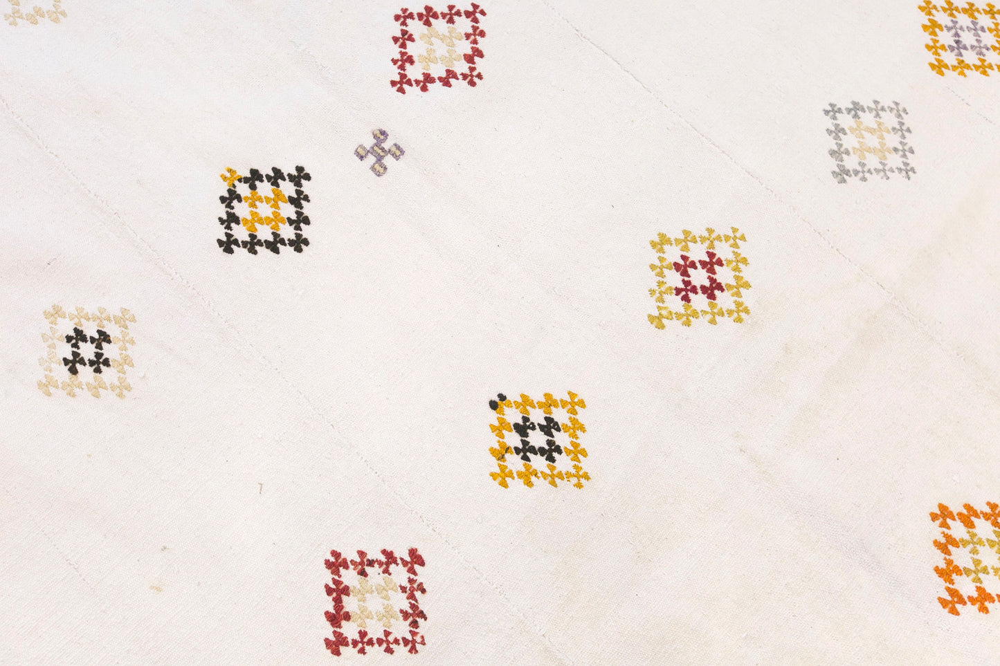 Vintage Turkish Kilim Rug, 7.0 x 7.5 ft, 212 x 230 cm, Handwoven Wool Kilim