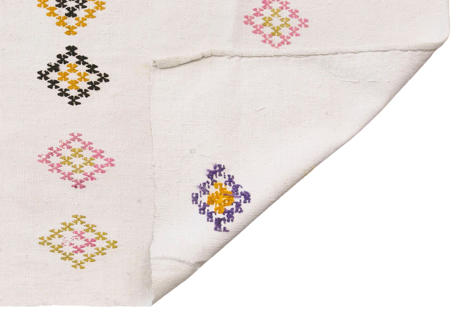 Vintage Turkish Kilim Rug, 7.0 x 7.5 ft, 212 x 230 cm, Handwoven Wool Kilim