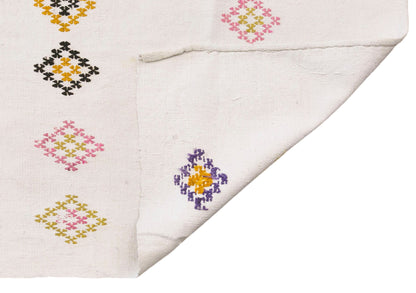 Vintage Turkish Kilim Rug, 7.0 x 7.5 ft, 212 x 230 cm, Handwoven Wool Kilim