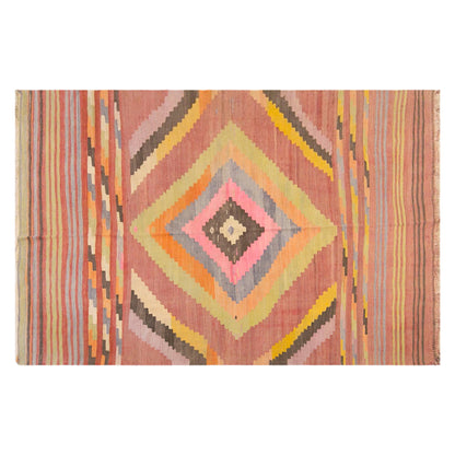 Vintage Turkish Kilim Rug, 7.1 x 10.7 ft, 215 x 325 cm, Handwoven Wool Kilim