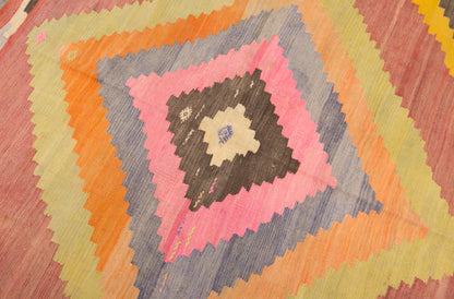 Vintage Turkish Kilim Rug, 7.1 x 10.7 ft, 215 x 325 cm, Handwoven Wool Kilim