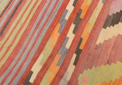 Vintage Turkish Kilim Rug, 7.1 x 10.7 ft, 215 x 325 cm, Handwoven Wool Kilim