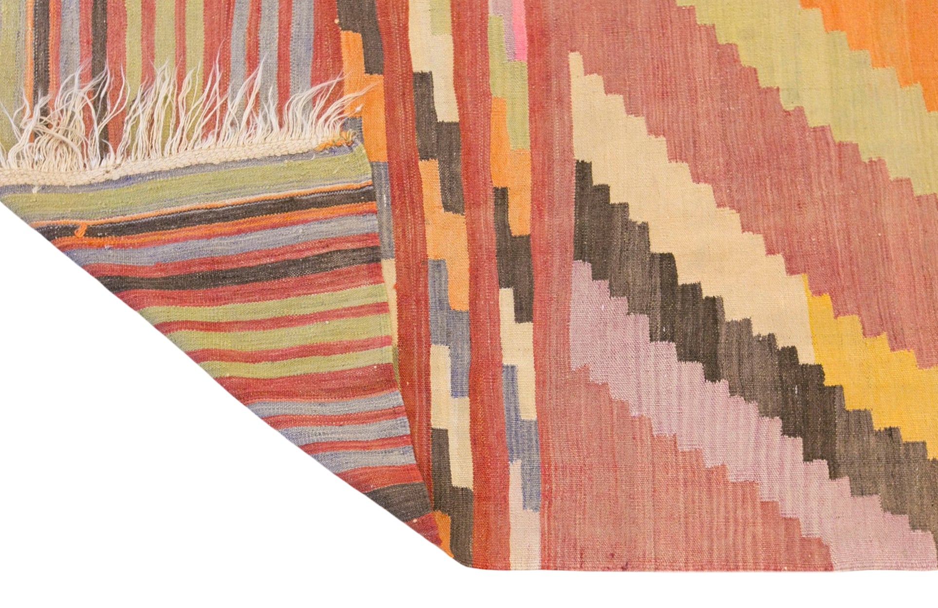 Vintage Turkish Kilim Rug, 7.1 x 10.7 ft, 215 x 325 cm, Handwoven Wool Kilim