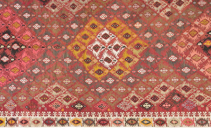 Vintage Turkish Kilim Rug, 7.2 x 15.1 ft, 220 x 460 cm, Handwoven Wool Kilim