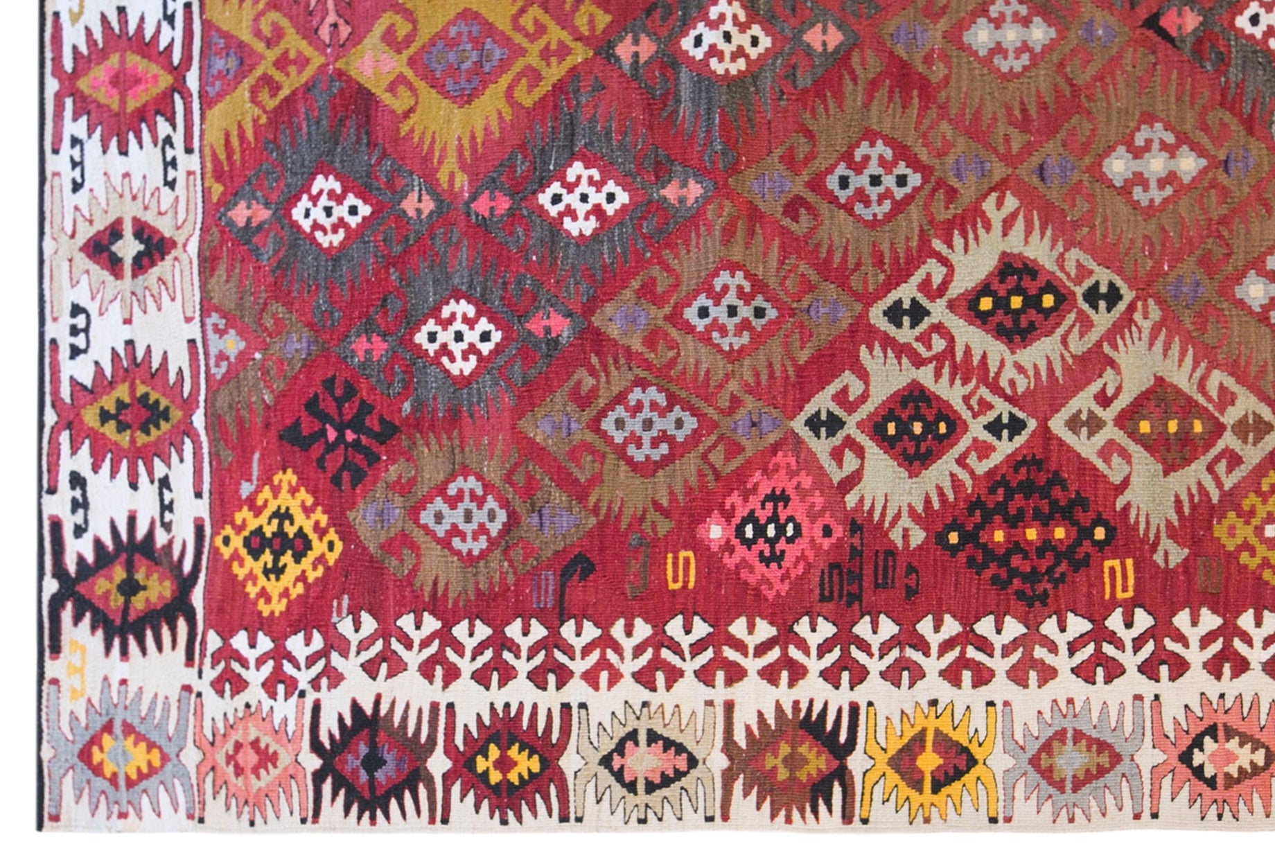 Vintage Turkish Kilim Rug, 7.2 x 15.1 ft, 220 x 460 cm, Handwoven Wool Kilim