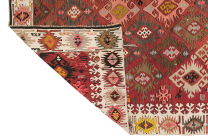 Vintage Turkish Kilim Rug, 7.2 x 15.1 ft, 220 x 460 cm, Handwoven Wool Kilim