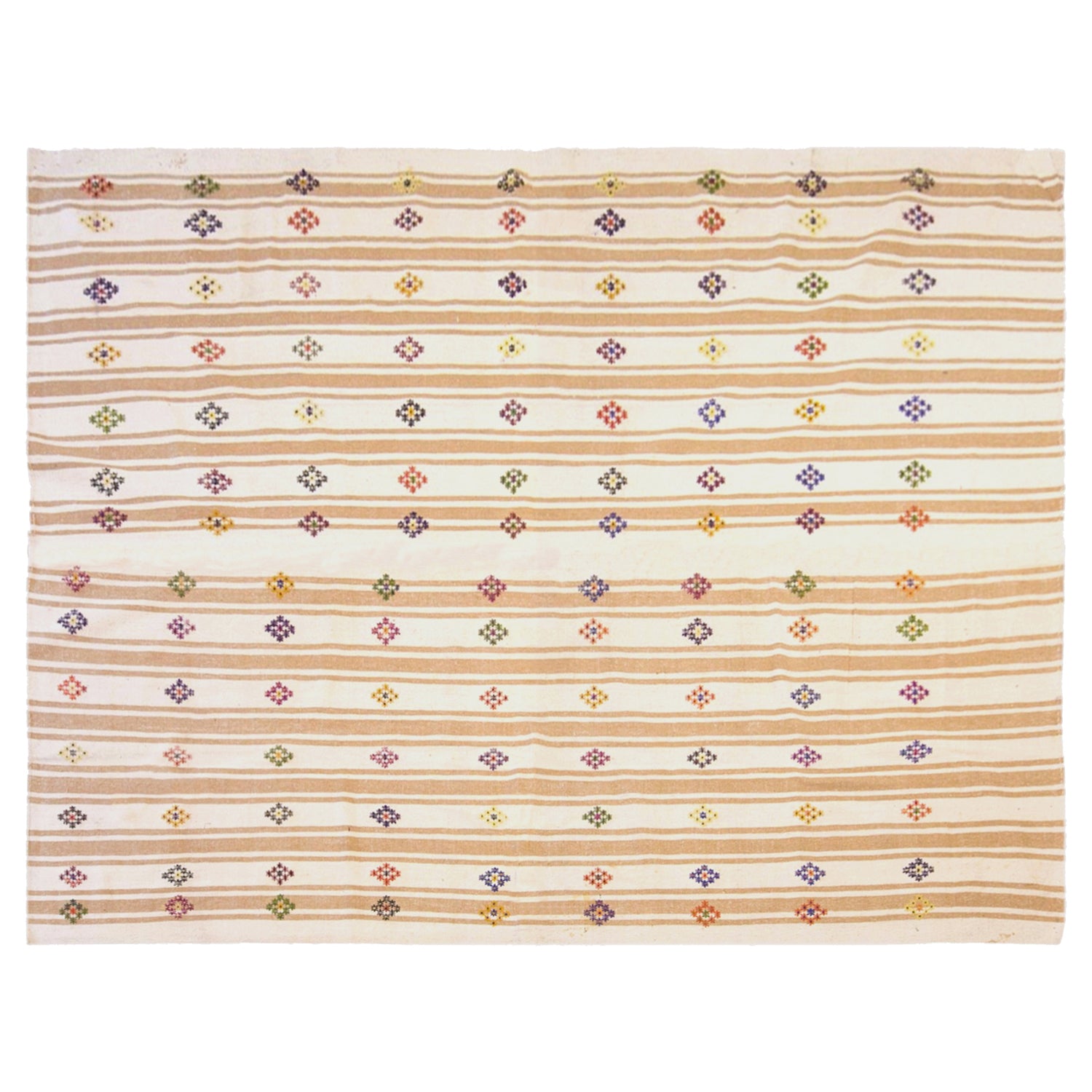 Vintage Turkish Kilim Rug, 7.4 x 10.0 ft, 225 x 305 cm, Handwoven Wool Kilim