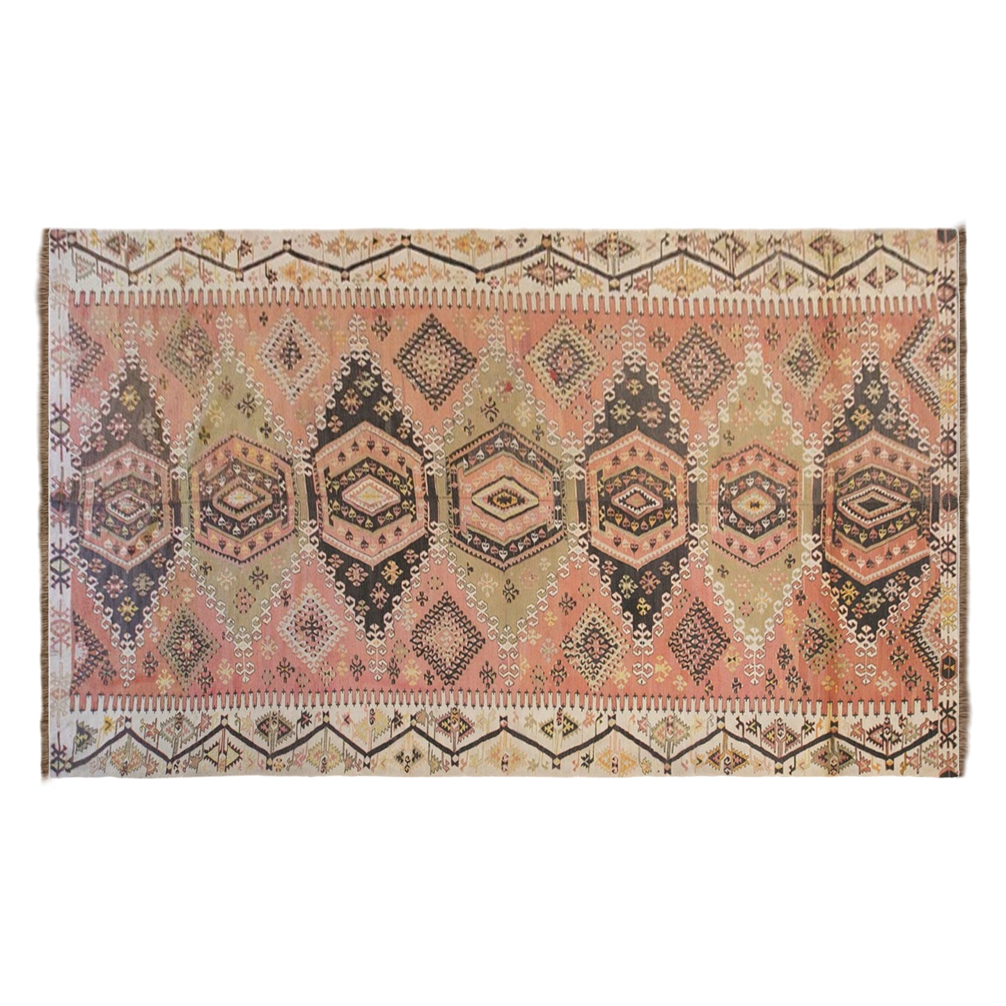 Vintage Turkish Kilim Rug, 7.4 x 17.7 ft, 225 x 540 cm, Handwoven Wool Kilim