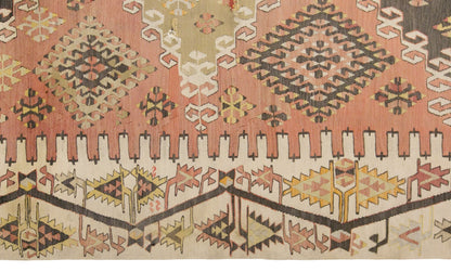 Vintage Turkish Kilim Rug, 7.4 x 17.7 ft, 225 x 540 cm, Handwoven Wool Kilim
