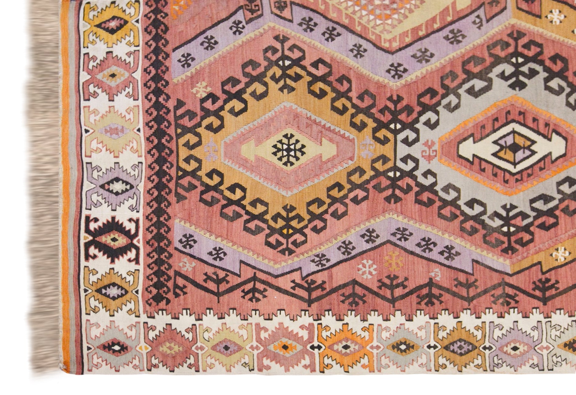 Vintage Turkish Kilim Rug, 7.4x13 ft, 225x395 cm, Handwoven Turkish Wool Kilim