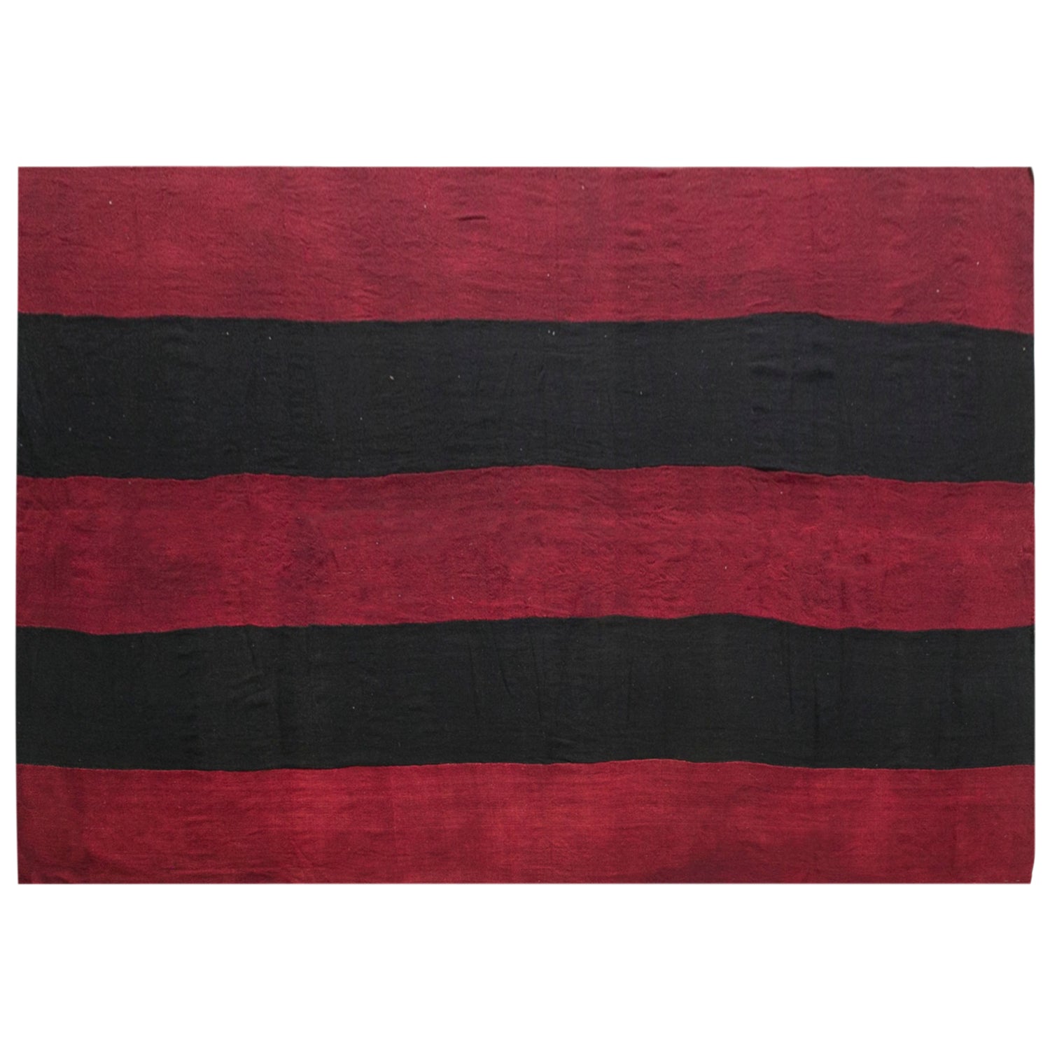 Vintage Turkish Kilim Rug, 7.5 x 13 ft, Handwoven Wool Striped Anatolian Rug