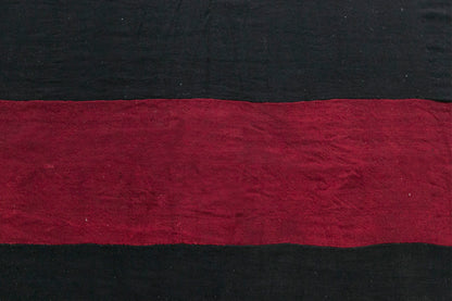 Vintage Turkish Kilim Rug, 7.5 x 13 ft, Handwoven Wool Striped Anatolian Rug