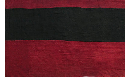 Vintage Turkish Kilim Rug, 7.5 x 13 ft, Handwoven Wool Striped Anatolian Rug