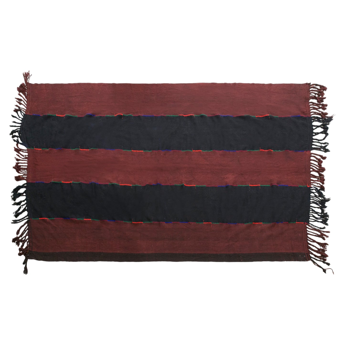 Vintage Turkish Kilim Rug, 7 x 11 ft, Handwoven Wool Striped Anatolian Rug
