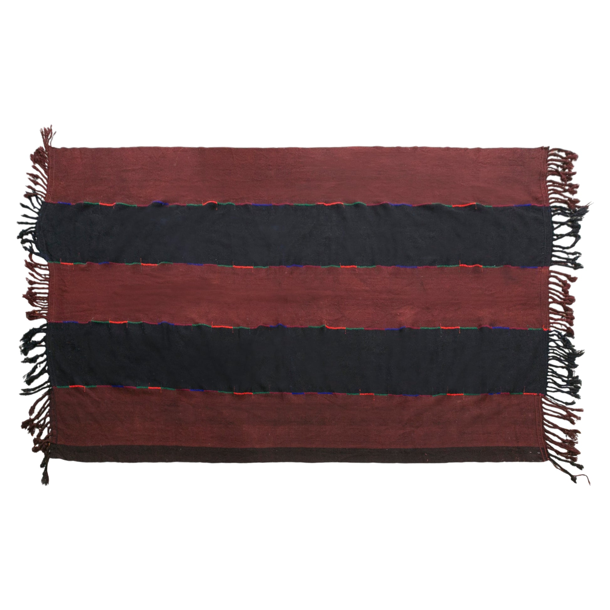 Vintage Turkish Kilim Rug, 7 x 11 ft, Handwoven Wool Striped Anatolian Rug