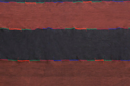 Vintage Turkish Kilim Rug, 7 x 11 ft, Handwoven Wool Striped Anatolian Rug