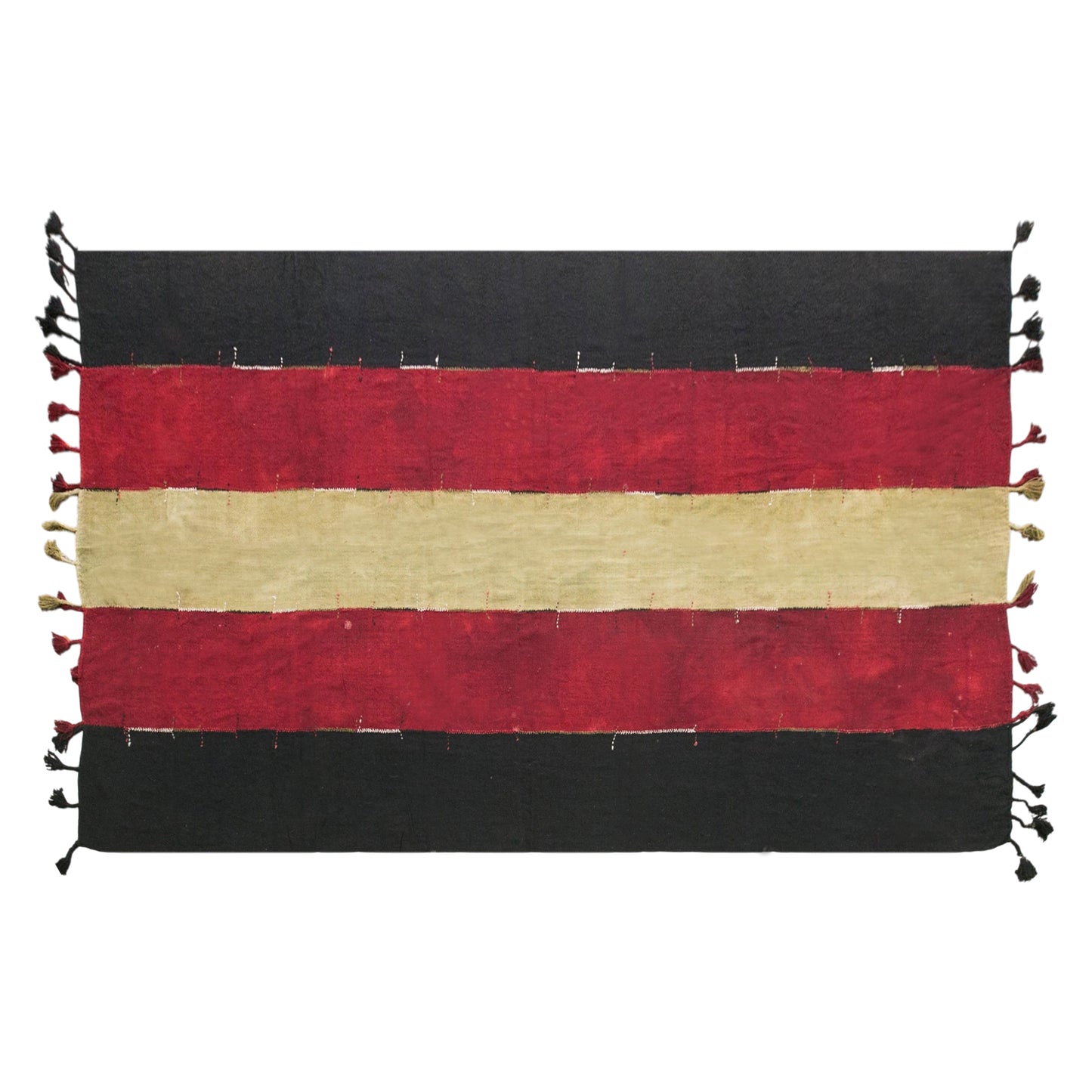 Vintage Turkish Kilim Rug, 7 x 13 ft, Handwoven Wool Striped Anatolian Rug