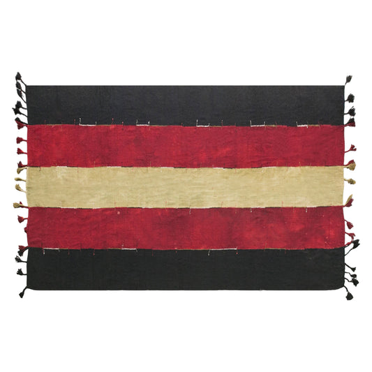 Vintage Turkish Kilim Rug, 7 x 13 ft, Handwoven Wool Striped Anatolian Rug