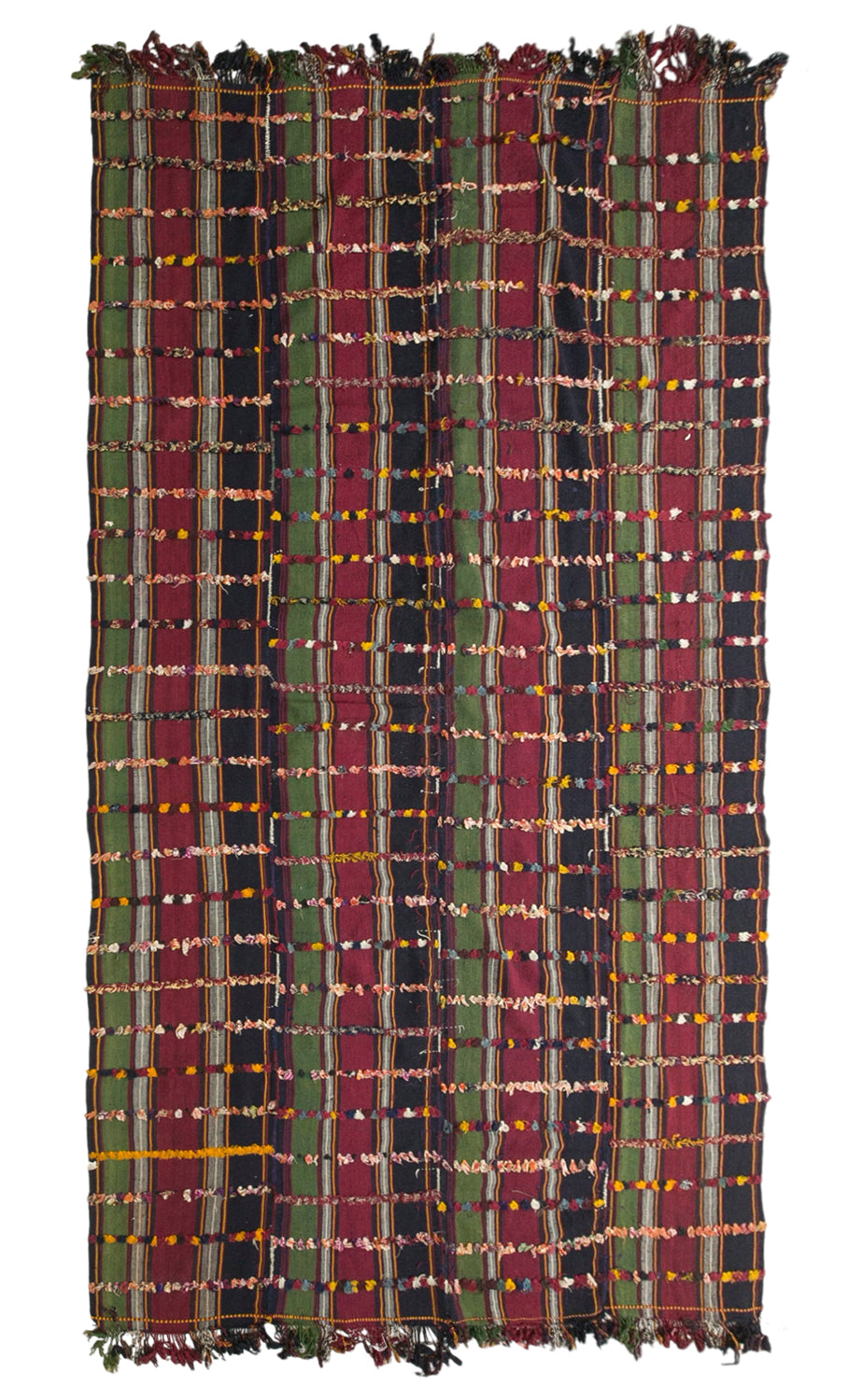 Vintage Turkish Kilim Rug, 7 x 13 ft, Handwoven Wool Striped Anatolian Rug