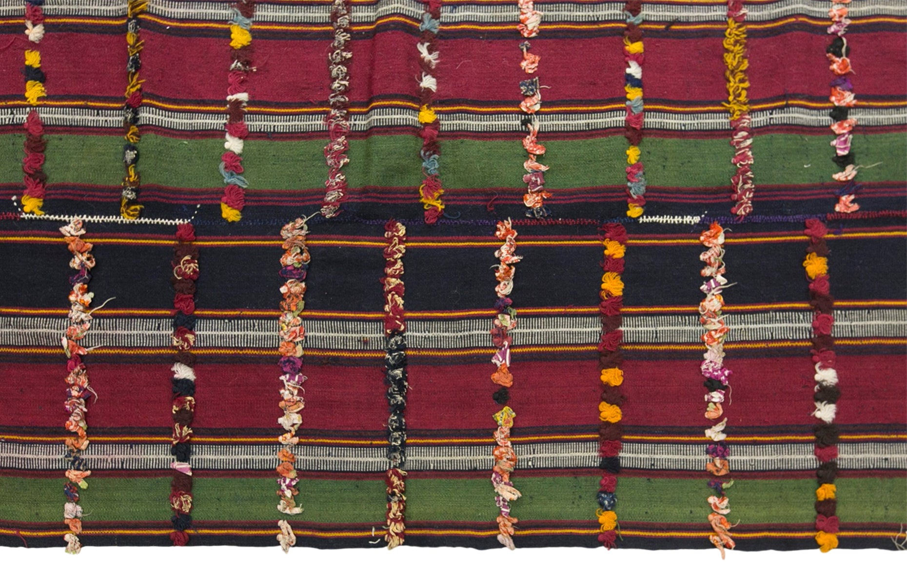Vintage Turkish Kilim Rug, 7 x 13 ft, Handwoven Wool Striped Anatolian Rug