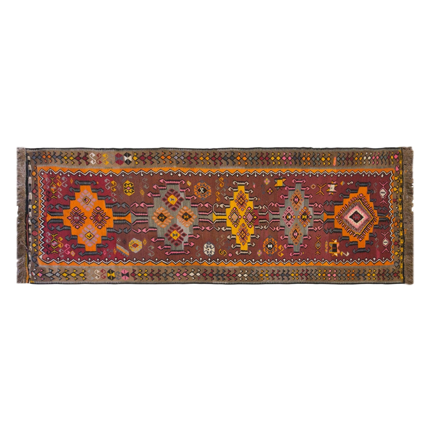 Vintage Turkish Kilim Runner – 128 x 360 cm (4.2 x 11.8 ft)