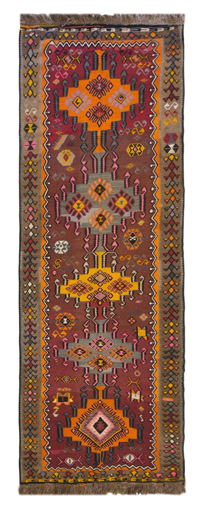 Vintage Turkish Kilim Runner – 128 x 360 cm (4.2 x 11.8 ft)