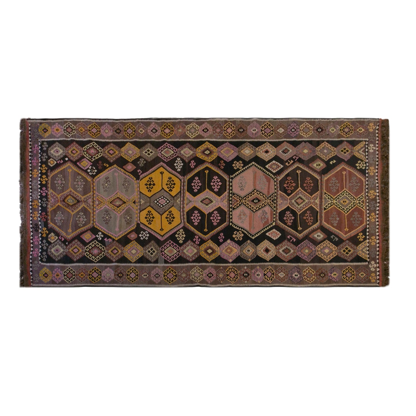 Vintage Turkish Kilim Runner – 180 x 390 cm (5.9 x 12.8 ft)
