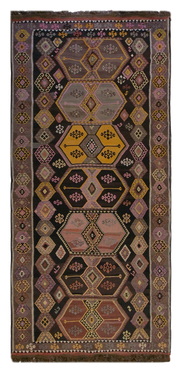 Vintage Turkish Kilim Runner – 180 x 390 cm (5.9 x 12.8 ft)
