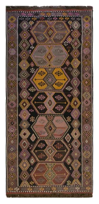 Vintage Turkish Kilim Runner – 180 x 390 cm (5.9 x 12.8 ft)