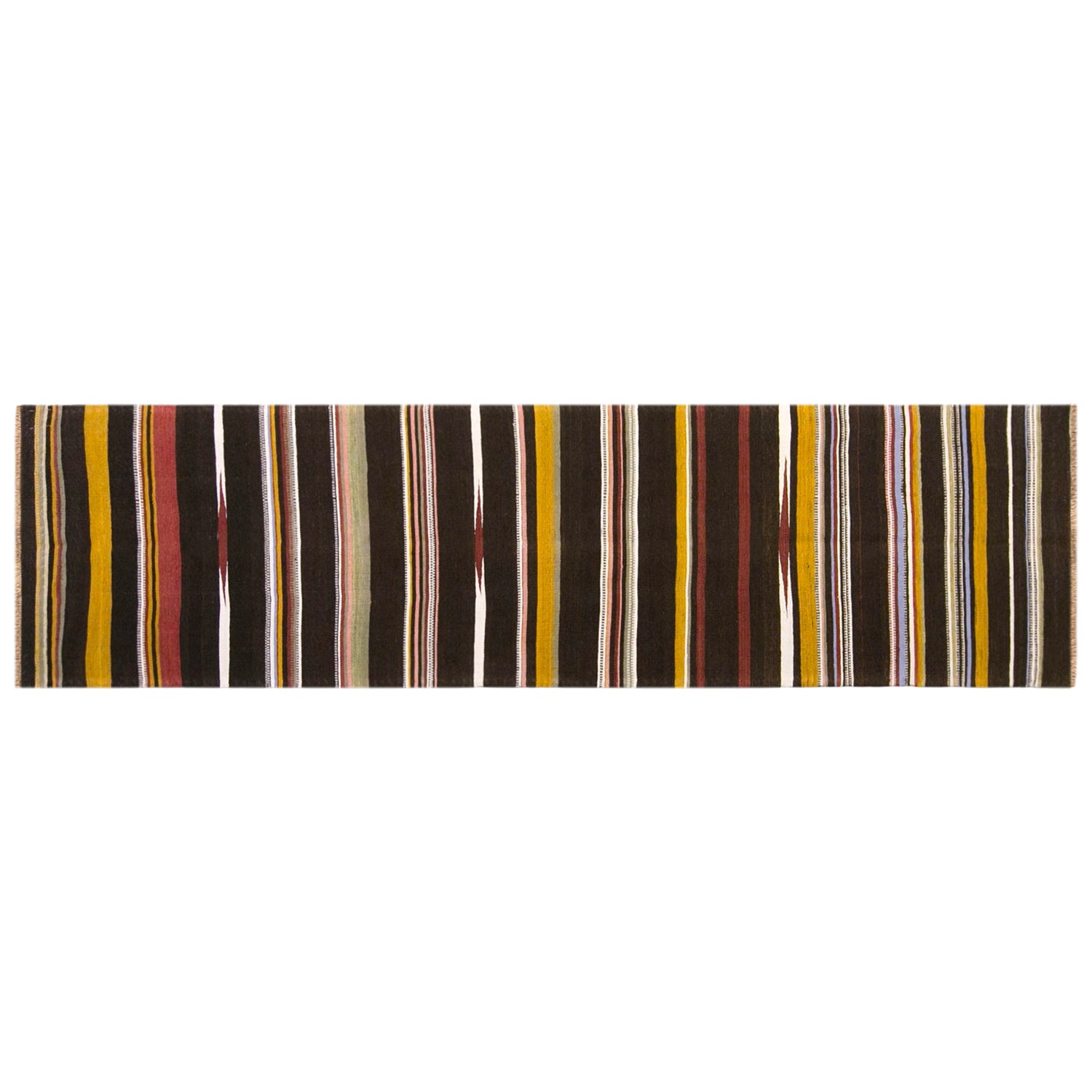 Vintage Turkish Kilim Runner Rug, 2.2 x 9.2 ft, 68 x 280 cm, Handwoven Wool Kilim