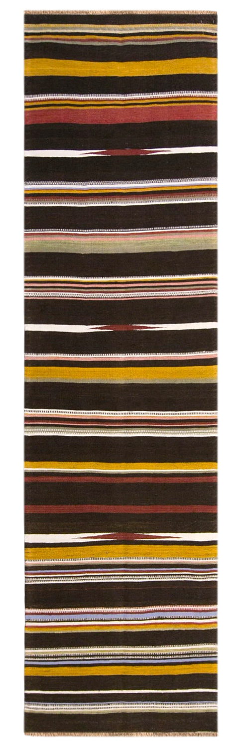 Vintage Turkish Kilim Runner Rug, 2.2 x 9.2 ft, 68 x 280 cm, Handwoven Wool Kilim