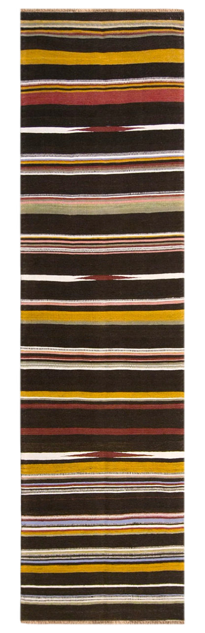 Vintage Turkish Kilim Runner Rug, 2.2 x 9.2 ft, 68 x 280 cm, Handwoven Wool Kilim
