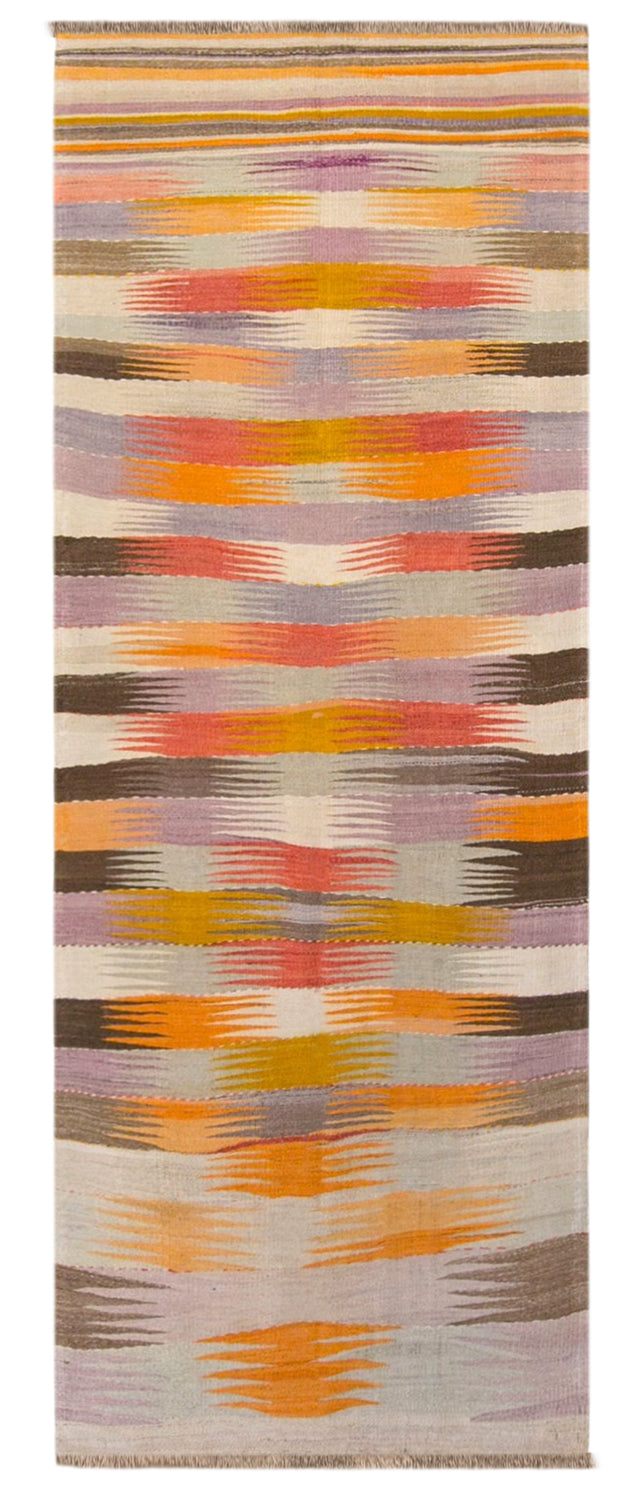 Vintage Turkish Kilim Runner Rug, 3.0 x 8.8 ft, 90 x 268 cm, Handwoven Wool Kilim