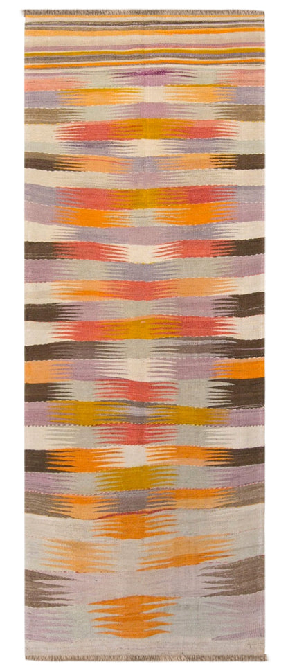 Vintage Turkish Kilim Runner Rug, 3.0 x 8.8 ft, 90 x 268 cm, Handwoven Wool Kilim
