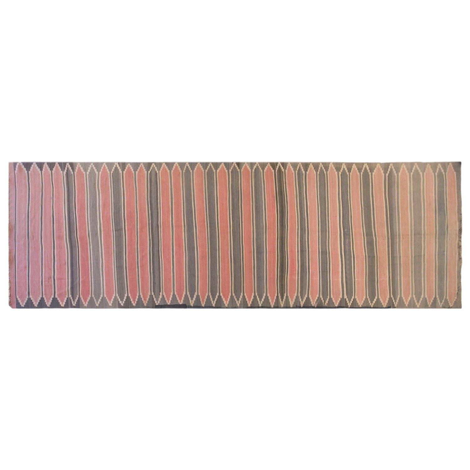 Vintage Turkish Kilim Runner Rug, 3.6 x 17.6 ft, 111 x 535 cm, Handwoven Wool Kilim