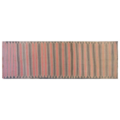 Vintage Turkish Kilim Runner Rug, 3.6 x 17.6 ft, 111 x 535 cm, Handwoven Wool Kilim