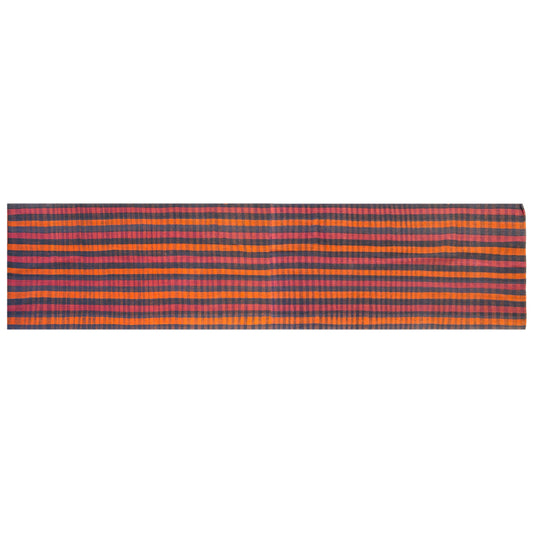 Vintage Turkish Kilim Runner Rug, 3.6 x 19.4 ft, 110 x 592 cm, Handwoven Wool Kilim