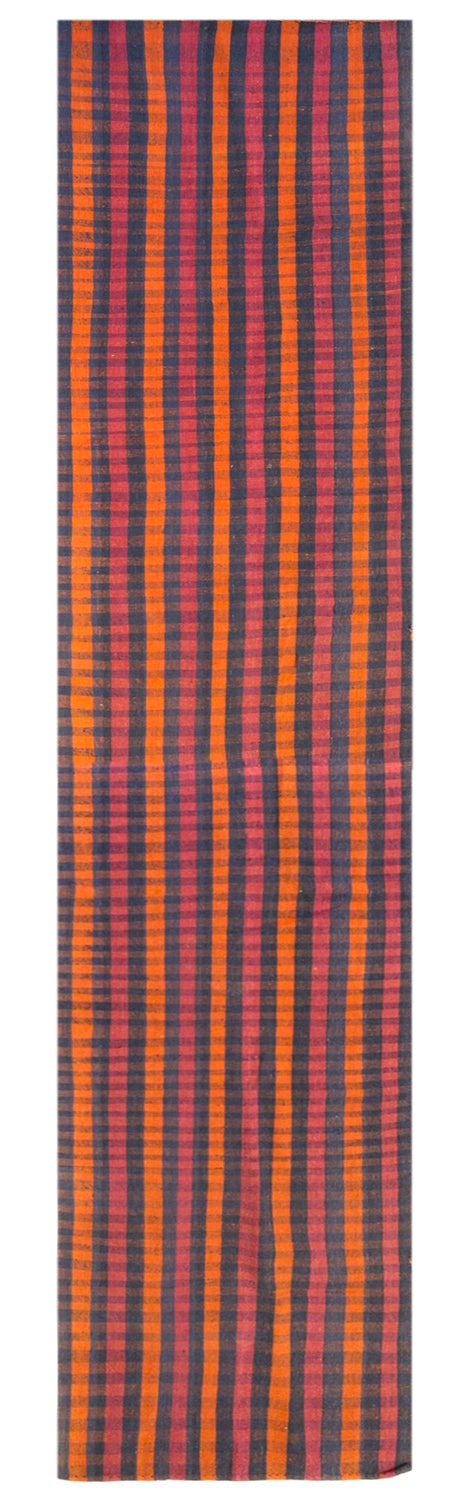 Vintage Turkish Kilim Runner Rug, 3.6 x 19.4 ft, 110 x 592 cm, Handwoven Wool Kilim