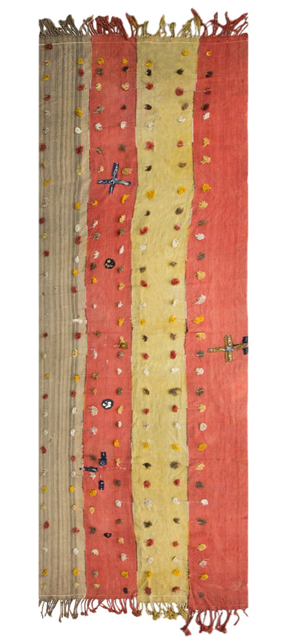Vintage Turkish Kilim Runner Rug, 4.3 x 14 ft, Handwoven Wool Embroidered Anatolian Rug