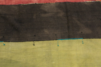 Vintage Turkish Kilim Runner Rug, 6 x 12 ft, Handwoven Wool Striped Anatolian Rug