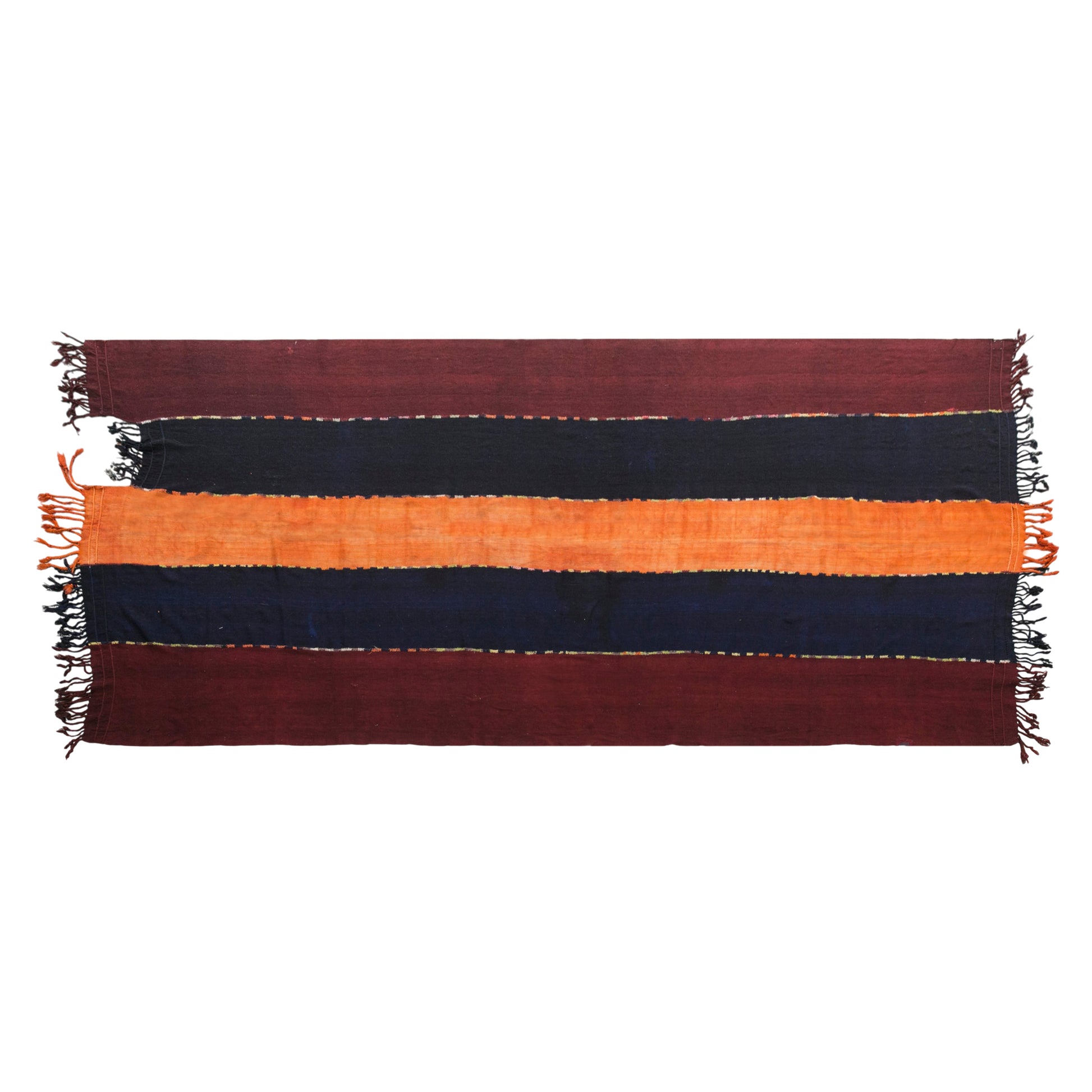 Vintage Turkish Kilim Runner Rug, 7 x 19 ft, Handwoven Wool Striped Anatolian Rug