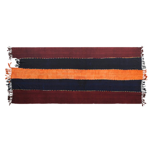 Vintage Turkish Kilim Runner Rug, 7 x 19 ft, Handwoven Wool Striped Anatolian Rug