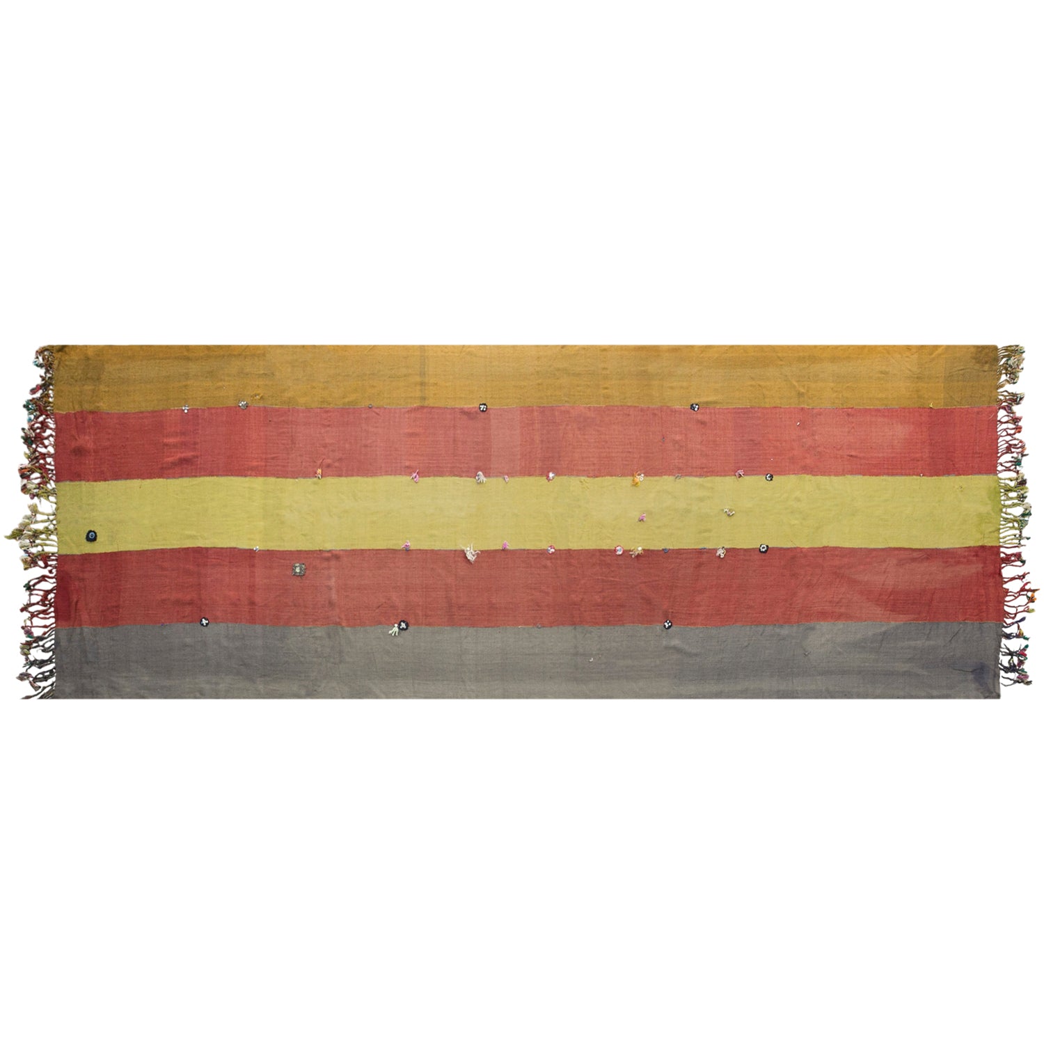 Vintage Turkish Kilim Runner Rug, 7 x 19 ft, Handwoven Wool Striped Anatolian Rug