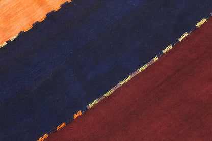Vintage Turkish Kilim Runner Rug, 7 x 19 ft, Handwoven Wool Striped Anatolian Rug