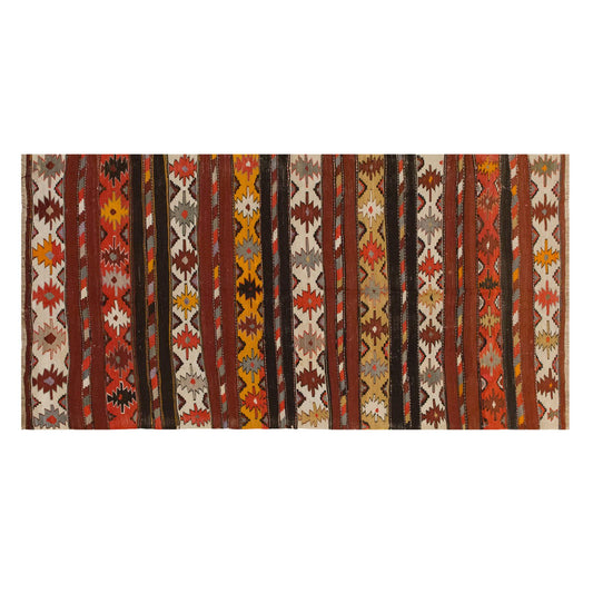 Vintage Turkish Konya Kilim, 140 × 270 cm / 4.6 × 8.8 ft