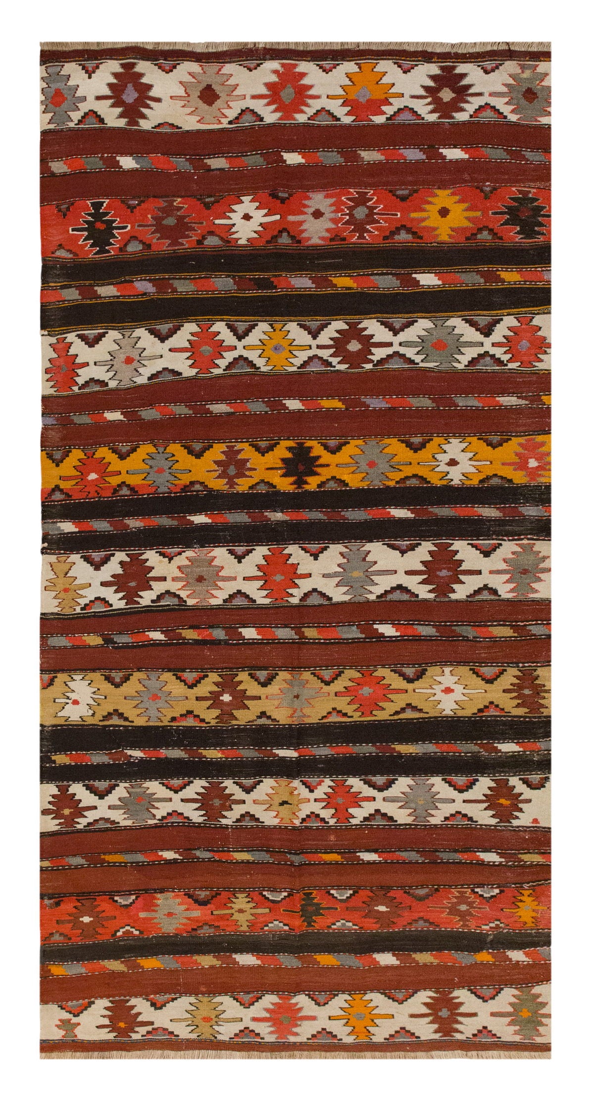 Vintage Turkish Konya Kilim, 140 × 270 cm / 4.6 × 8.8 ft