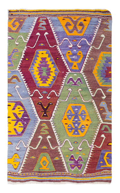 Vintage Turkish Nomadic Rug, 4.7 x 2.11 ft Rug, 140 x 90 cm