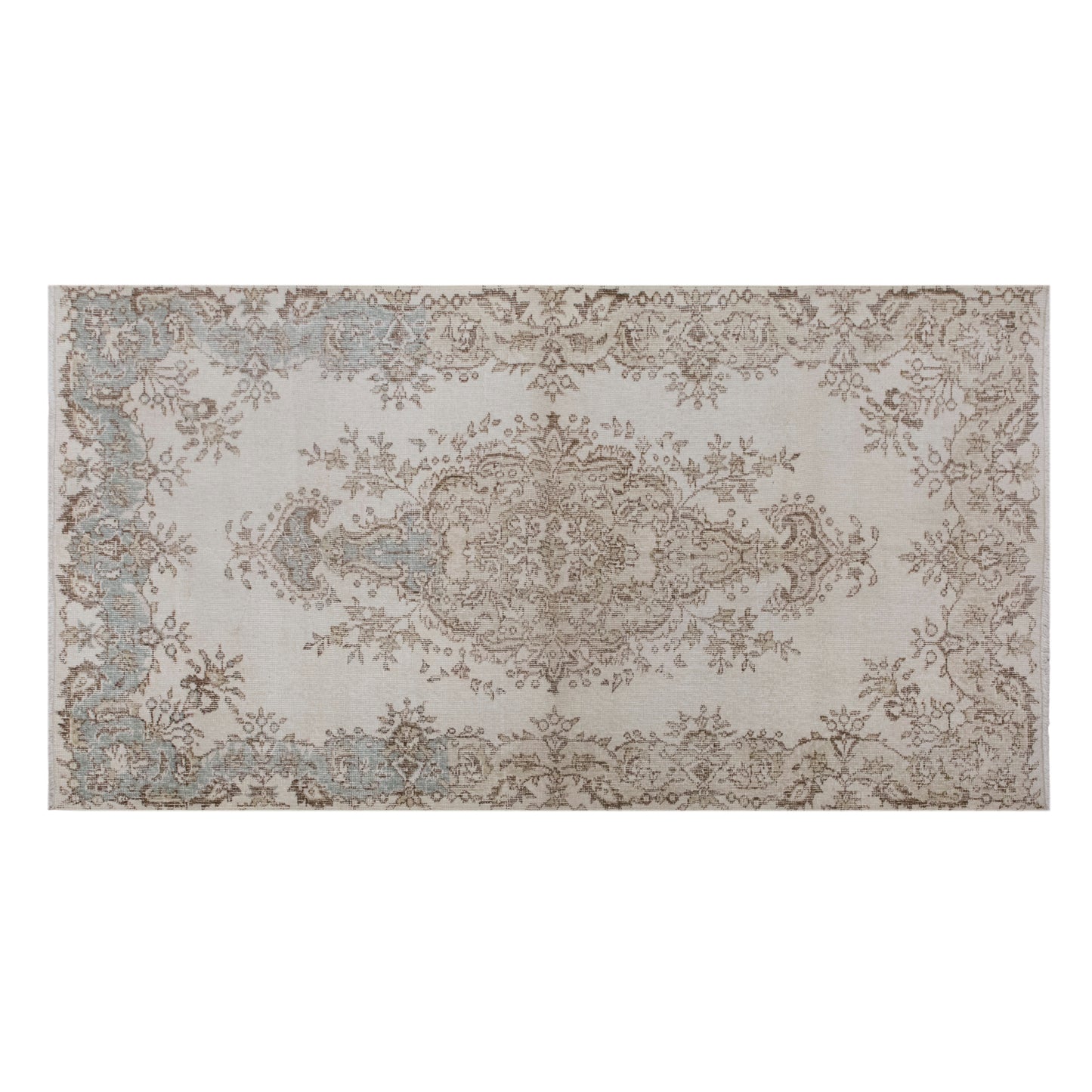 Vintage Turkish Oushak Rug, 122 x 225 cm (3'11" x 7'4" ft)