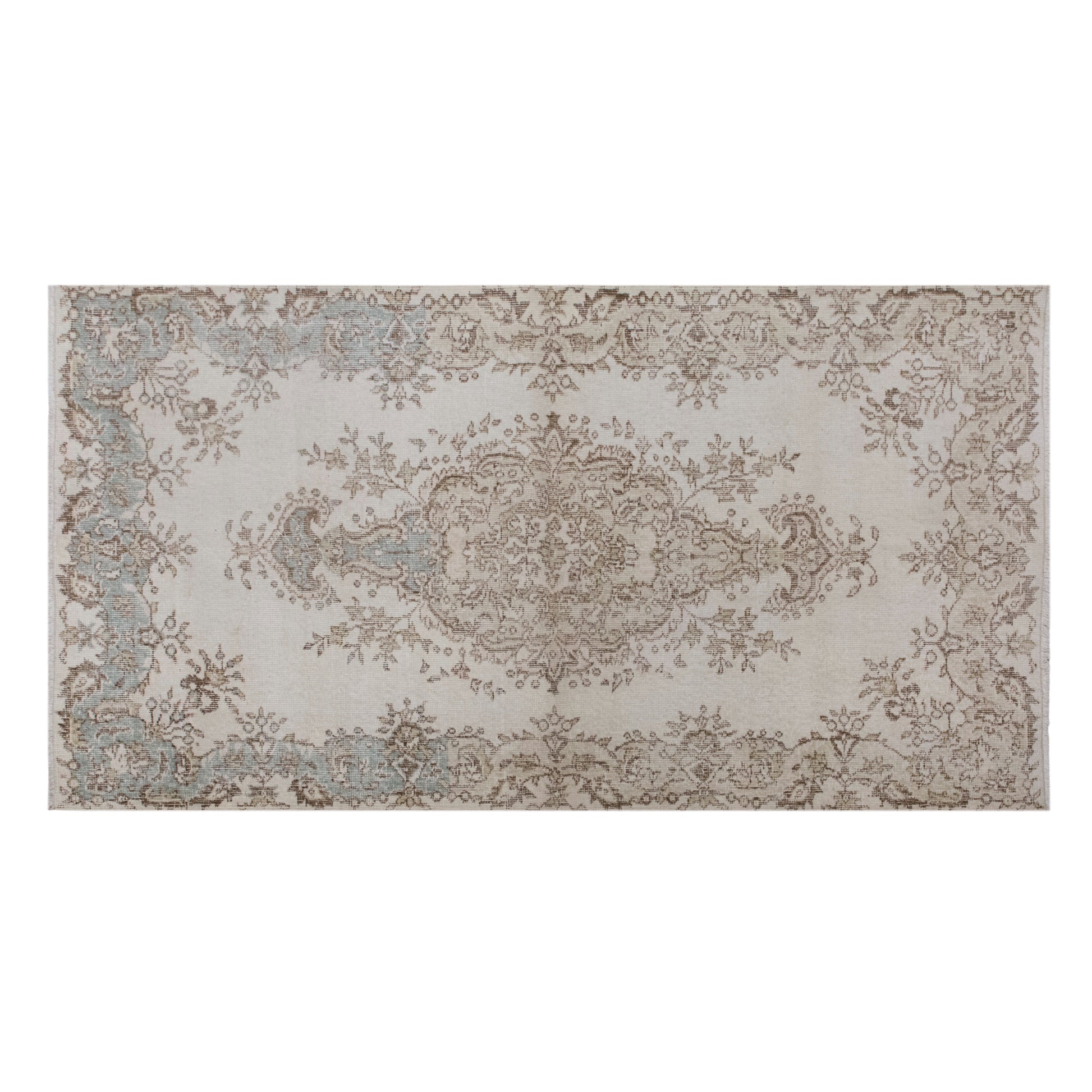 Vintage Turkish Oushak Rug, 122 x 225 cm (3'11" x 7'4" ft)
