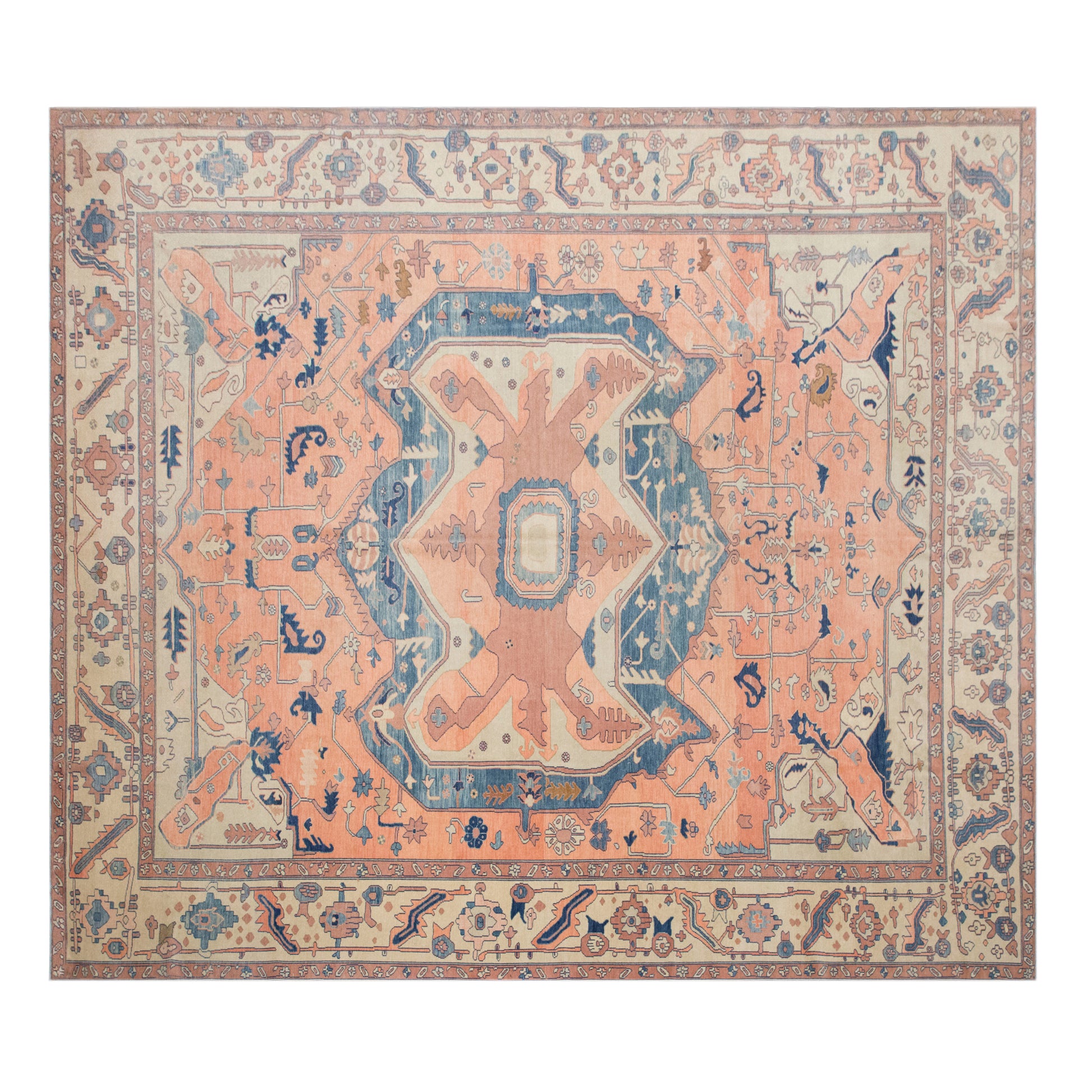 Vintage Turkish Oushak Rug 360x410 cm (11.8x13.5 ft)